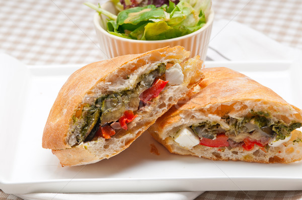 ciabatta panini sandwichwith vegetable and feta Stock photo © keko64