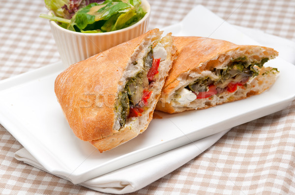 ciabatta panini sandwichwith vegetable and feta Stock photo © keko64