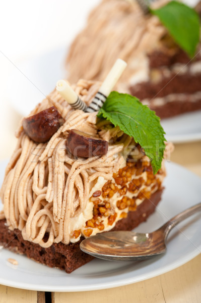 chestnut cream cake dessert Stock photo © keko64