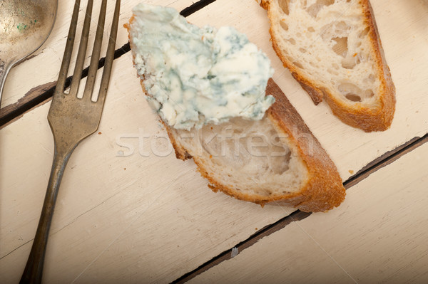 Stockfoto: Vers · schimmelkaas · frans · baguette · kerstomaatjes · kant