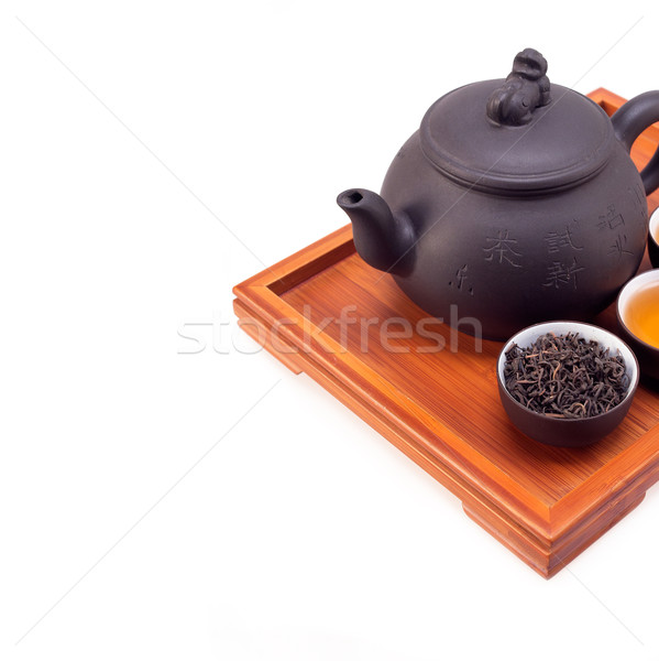 chinese green tea clay pot and cups Stock photo © keko64