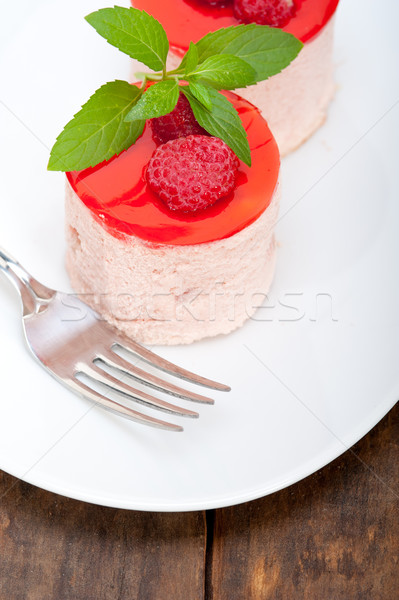fresh raspberry cake mousse dessert Stock photo © keko64