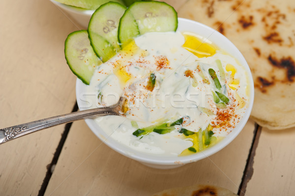 Arab middle east goat yogurt and cucumber salad  Stock photo © keko64