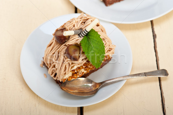 Stockfoto: Kastanje · room · cake · dessert · vers · gebakken