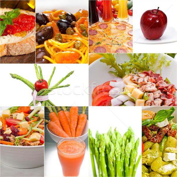 Egészséges vegetáriánus vegan étel kollázs fehér Stock fotó © keko64