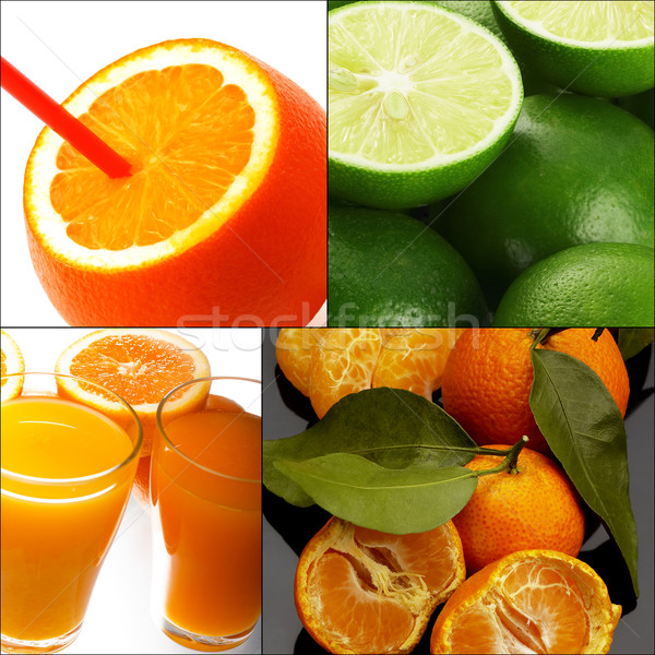 Stock fotó: Citrus · gyümölcsök · kollázs · friss · tér · keret