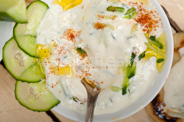 Arab middle east goat yogurt and cucumber salad  Stock photo © keko64