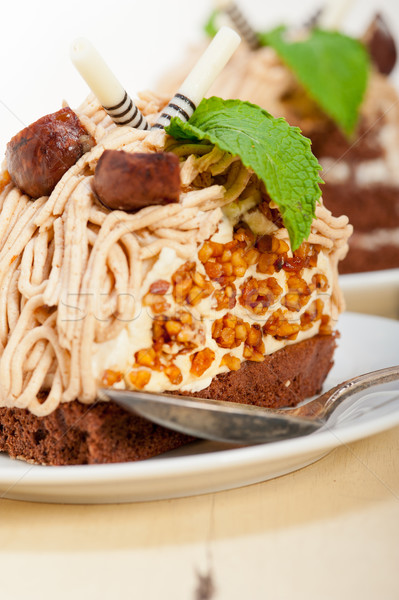 chestnut cream cake dessert Stock photo © keko64