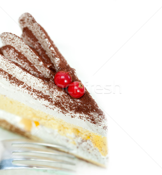 Panna montata dessert torta fetta fresche polvere Foto d'archivio © keko64