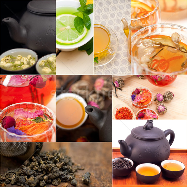 collection of different herbal tea infusion collage Stock photo © keko64