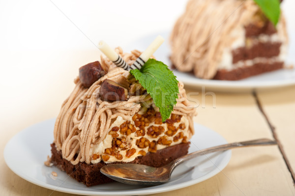 chestnut cream cake dessert Stock photo © keko64