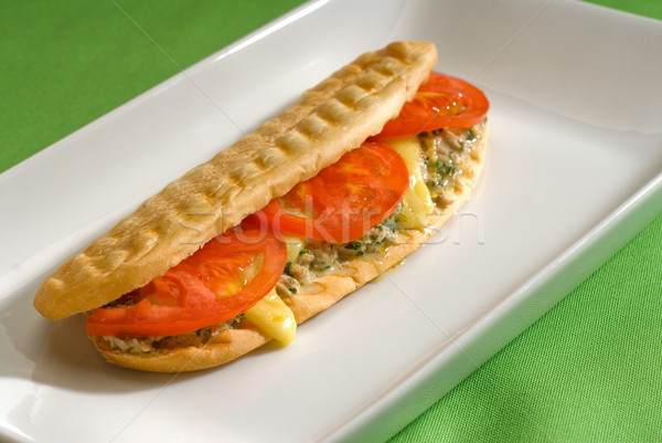 Tonhal paradicsom sajt grillezett panini szendvics Stock fotó © keko64