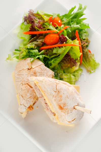 Stock photo: tuna and cheese sandwich with salad