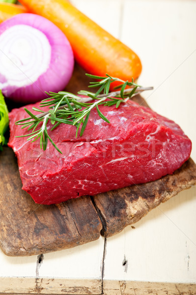 Stockfoto: Vers · ruw · rundvlees · gesneden · klaar · kok