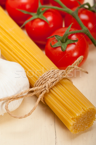 Foto stock: Italiano · básico · macarrão · ingredientes · fresco · tomates · cereja