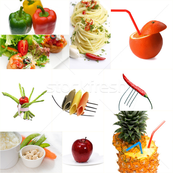 Organisch vegetarisch veganistisch voedsel collage heldere Stockfoto © keko64