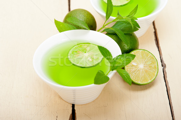 Mint infusie thee kalk vers gezonde Stockfoto © keko64