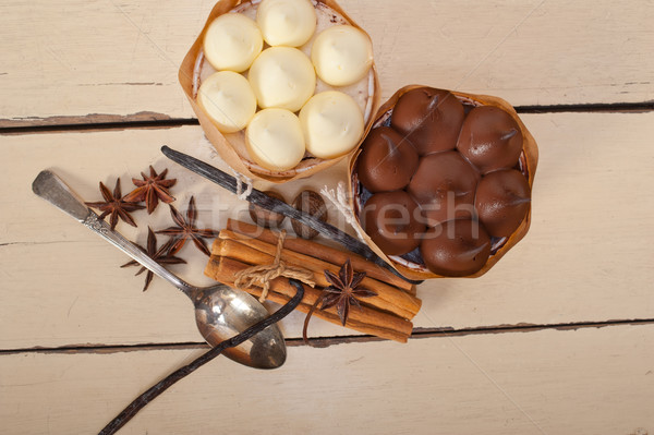 chocolate vanilla and spices cream cake dessert  Stock photo © keko64
