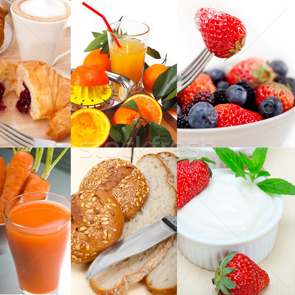 Vegetariano colazione collage fresche nutriente vetro Foto d'archivio © keko64