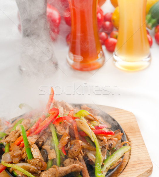 original fajita sizzling hot  on iron plate Stock photo © keko64