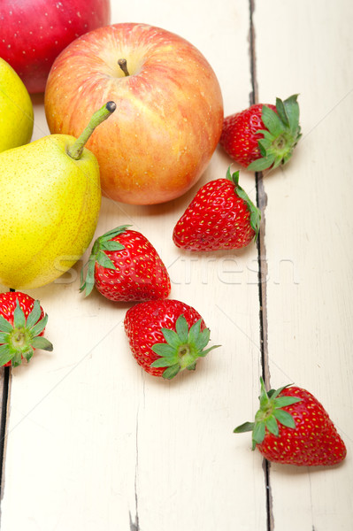 fresh fruits apples pears and strawberrys Stock photo © keko64