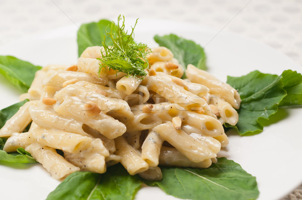 Italian pasta penne gorgonzola and pine nuts Stock photo © keko64