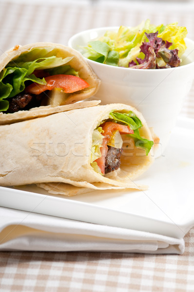 kafta shawarma chicken pita wrap roll sandwich Stock photo © keko64