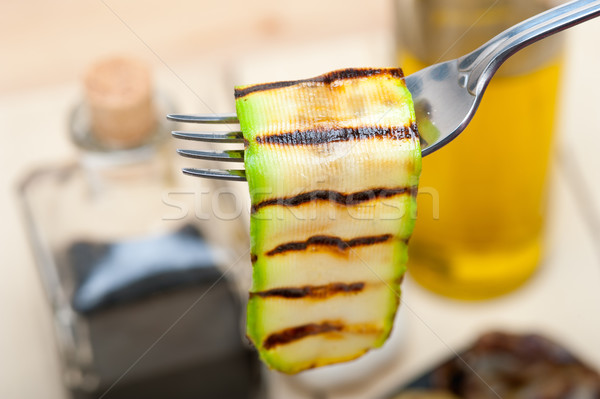 grilled zucchini courgette on a fork Stock photo © keko64