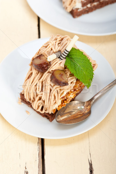 chestnut cream cake dessert Stock photo © keko64