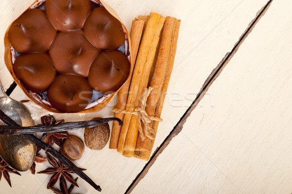 chocolate vanilla and spices cream cake dessert Stock photo © keko64