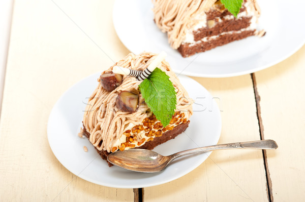 chestnut cream cake dessert Stock photo © keko64