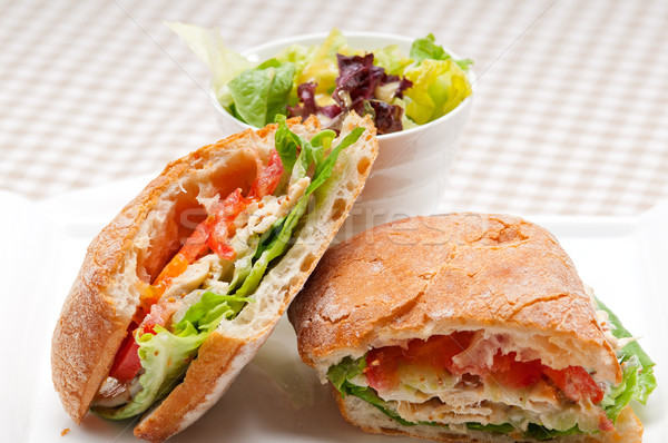 Panini szendvics tyúk paradicsom olasz étel Stock fotó © keko64
