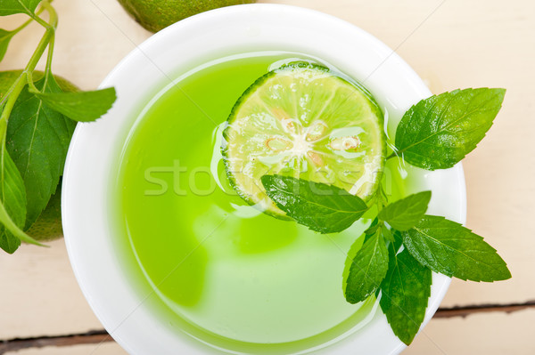 Mint infusie thee kalk vers gezonde Stockfoto © keko64