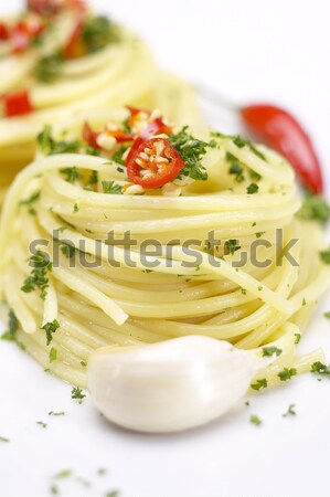 Pasta Knoblauch zusätzliche Jungfrau Olivenöl rot Stock foto © keko64