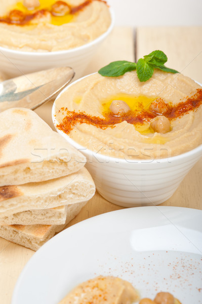 Hummus with pita bread  Stock photo © keko64