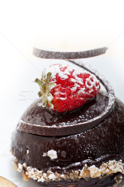 świeże czekolady truskawki biały srebrny łyżka Zdjęcia stock © keko64