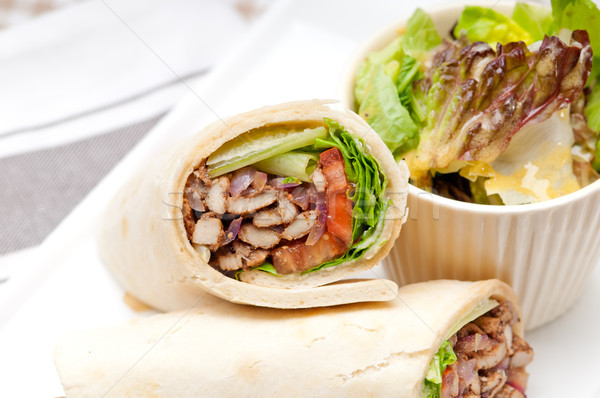 kafta shawarma chicken pita wrap roll sandwich Stock photo © keko64