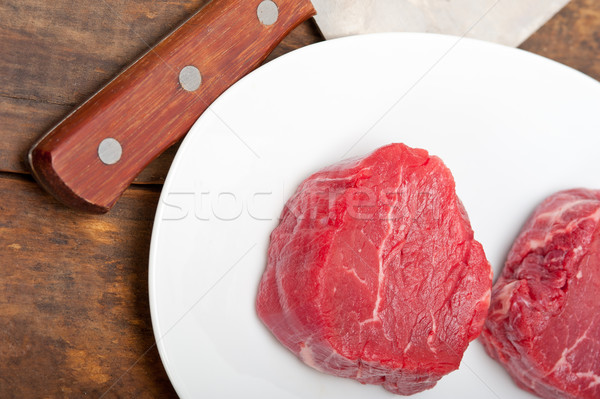 Ruw rundvlees filet vers gesneden klaar Stockfoto © keko64