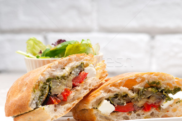 ciabatta panini sandwichwith vegetable and feta Stock photo © keko64