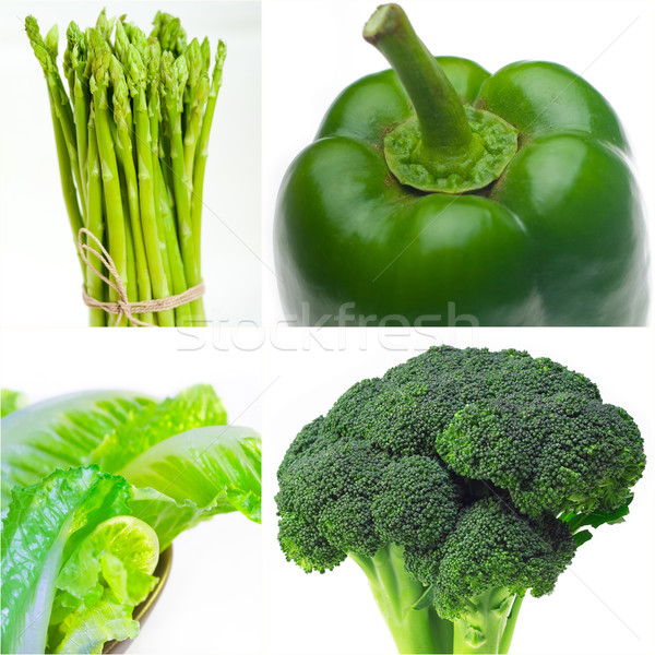 Verde alimentos saludables collage colección blanco marco Foto stock © keko64