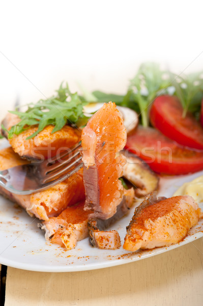 Foto stock: Grelhado · filé · legumes · salada · fresco · tomates