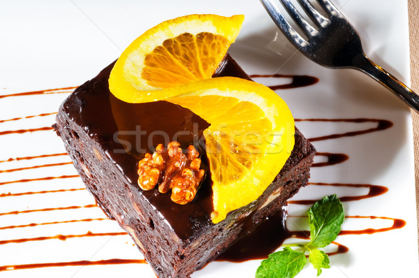 Foto stock: Chocolate · bolo · fresco · delicioso · fatia