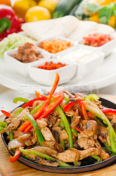 original fajita sizzling hot  on iron plate Stock photo © keko64