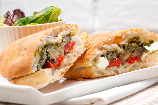 ciabatta panini sandwichwith vegetable and feta Stock photo © keko64