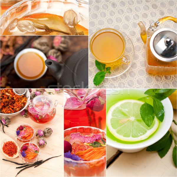 Colectie diferit ceai din plante infuzie alb Imagine de stoc © keko64