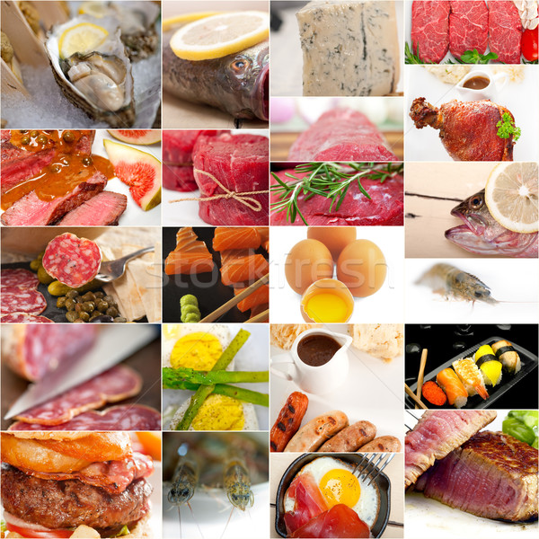 high protein food collection collage Stock photo © keko64