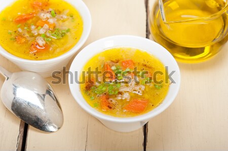 Syrian barley broth soup Aleppo style Stock photo © keko64