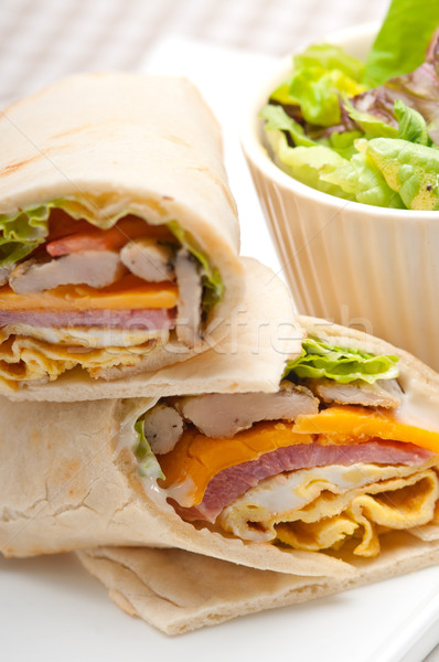 Stockfoto: Clubsandwich · pita · brood · rollen · vers · gezonde