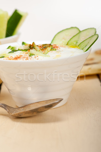 Arab middle east goat yogurt and cucumber salad  Stock photo © keko64