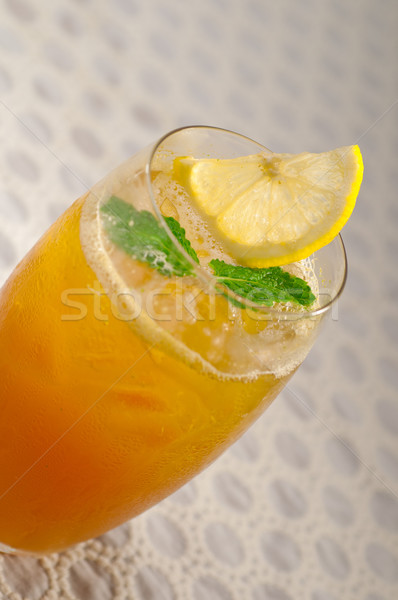 Frissítő jegestea közelkép makró citrom menta Stock fotó © keko64
